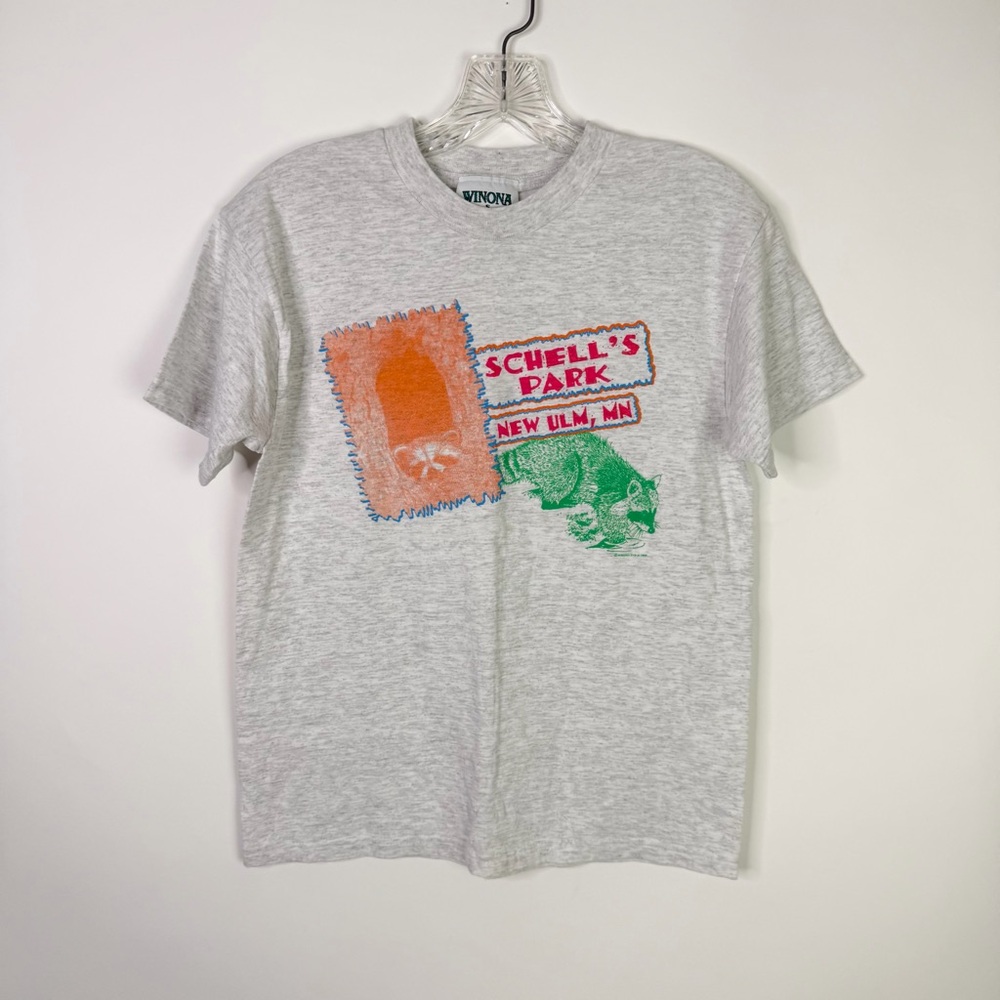 Vintage Schell’s Park Minnesota Raccoon T Shirt Large Nature Animal Wildlife Tee